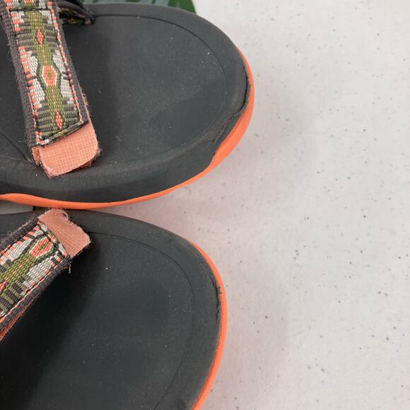 Teva Salmon Pink Green Aztec Tribal Hook Loop Adjustable Lightweight Sandal Shoe - Picture 8 of 10